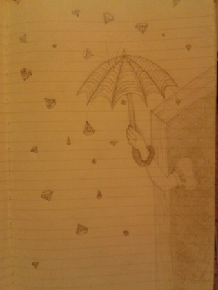 umbrella diamond rain graphite sketch moleskine
